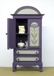 Small Plum Colored Cabinet with Flowers